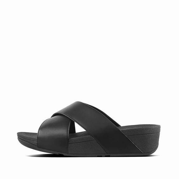 Fitflop Lulu Leather Criss Cross Slides Damen - Schwarz AT-961024
